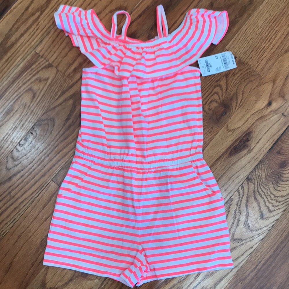 NWT OshKosh B’gosh 4T pink/white stripe romper
